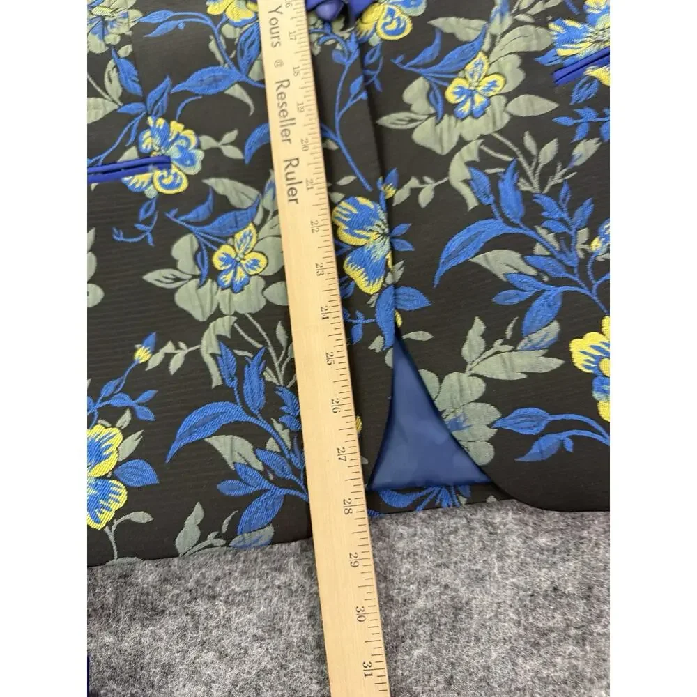 Pietro Scarlatti Mens Suit Tuxedo US 44 EU 54 Floral Blazer Vest Pants Blue T5